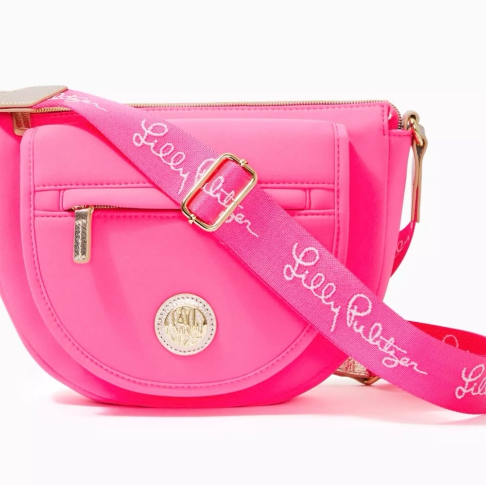 NWT Lilly Pulitzer Aura Pink Neoprene Crossbody Bag - Picture 2 of 14